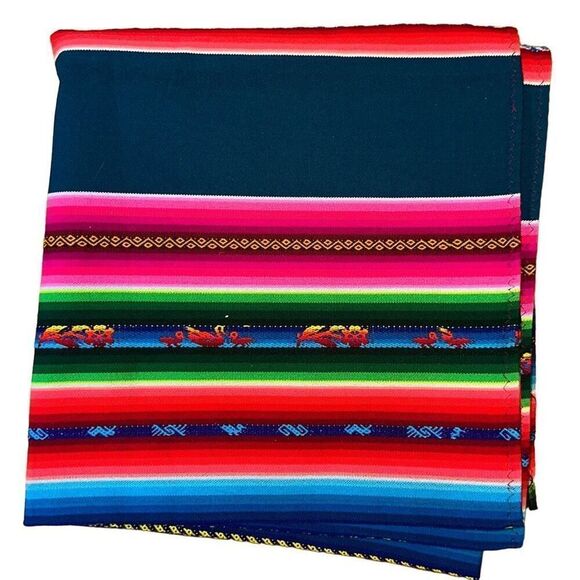 Mexican serape vintage textile 52 x 54 stunning vibrant color details, patterns - Picture 2 of 4
